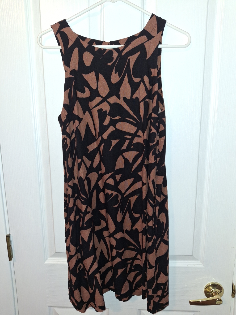 a new day Black and Brown Abstract Print Mini Dress Linen Blend